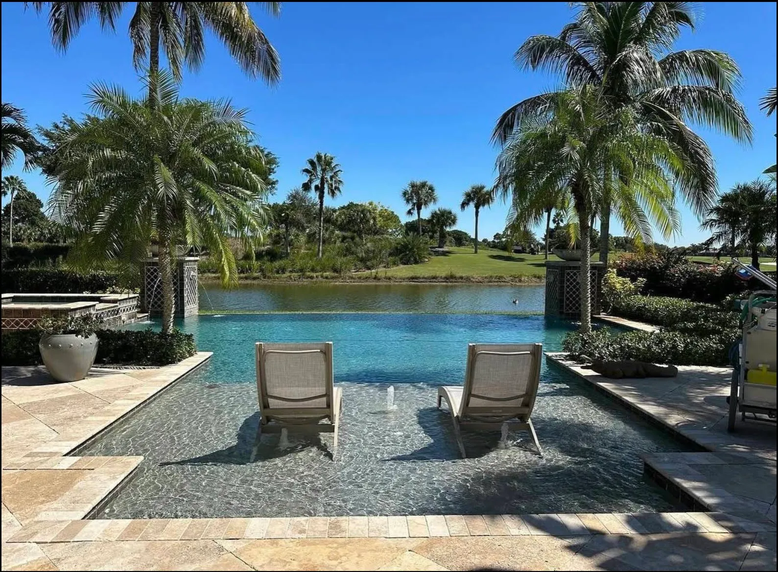 Crystal clear residential pool maintained by On Deck Pool Service in Jupiter, Florida